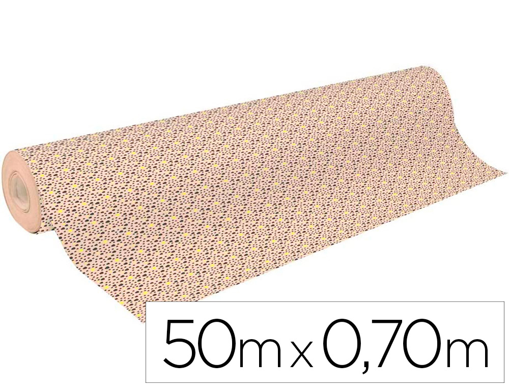 ROULEAU PAPIER CADEAU KRAFT AUX MOTIFS CLAIREFONTAINE     P PINS FLUOS 50M X 0,70M 70G.