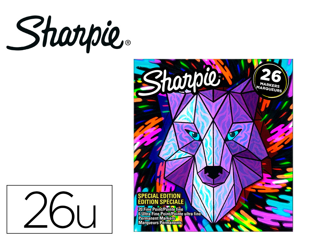 MARQUEUR PERMANENT SHARPIE BLISTER20 POINTES FINES 6     ULTRA FINES  26 COLORIS       GRANDE BOITE