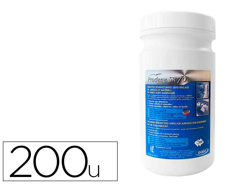LINGETTES DESINFECTANTES ALIMENTAIRES BOITE DE 200