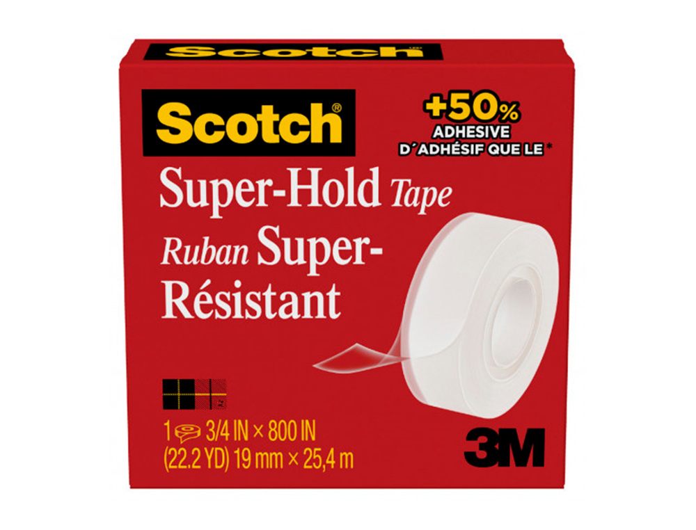 RUBAN ADHESIF SCOTCH SUPER HOLD 1 ROULEAU 19MM X 25,4M