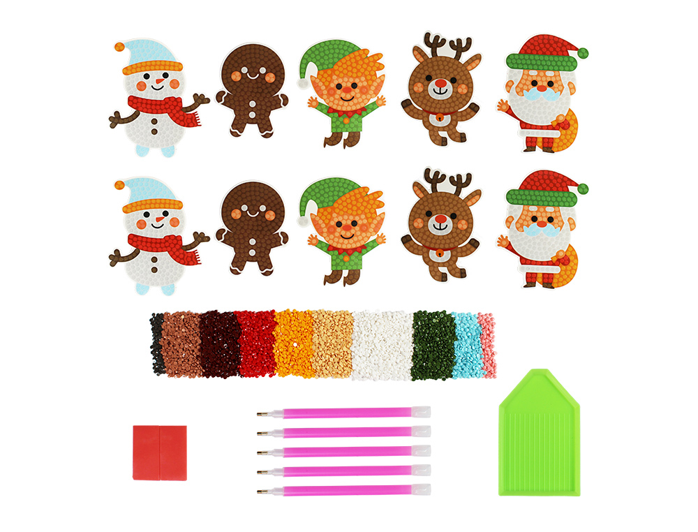 KIT DE STICKERS SODERTEX DIAMOND ART CHRISTMAS 10      STICKERS NOEL + 5 STYLOS + 1  BOITE RANGEMENT + 10 PIECES