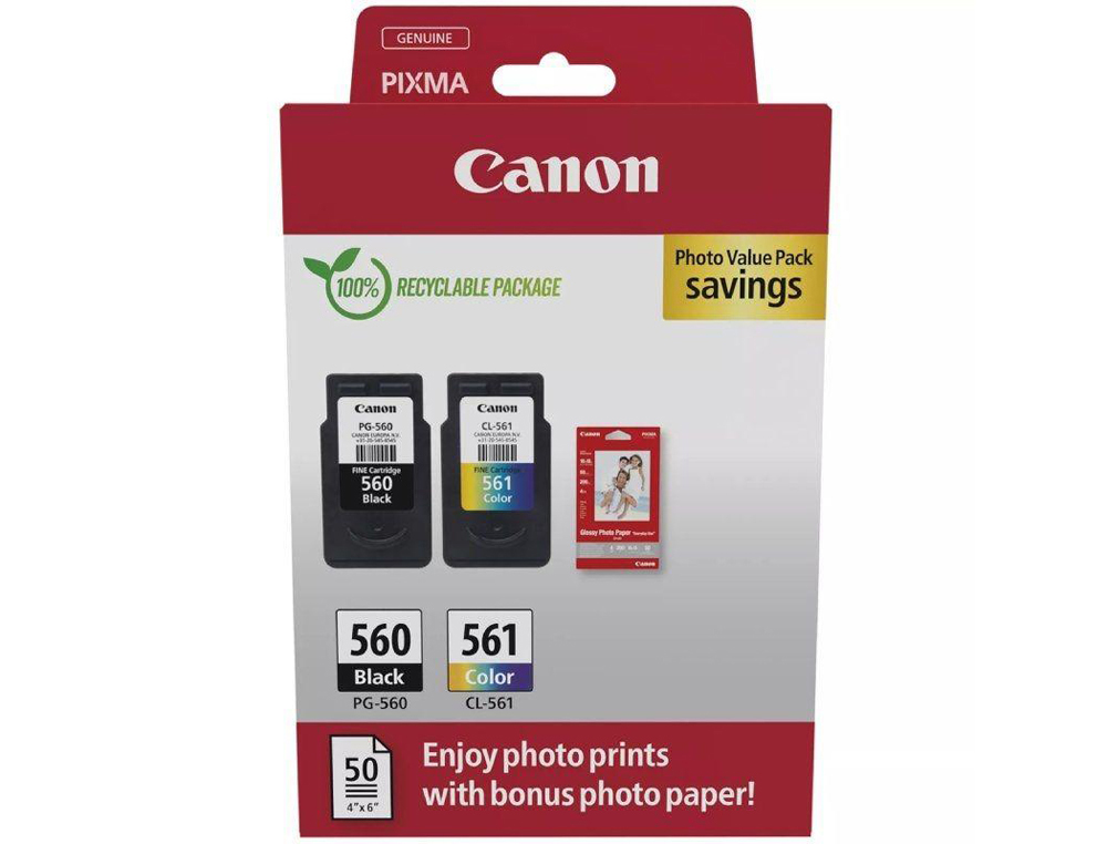CARTOUCHE CANON ORIGINAL PG-560/CL-561 PACK 2 UNITES   NOIR + CYAN-MAGENTA-JAUNE