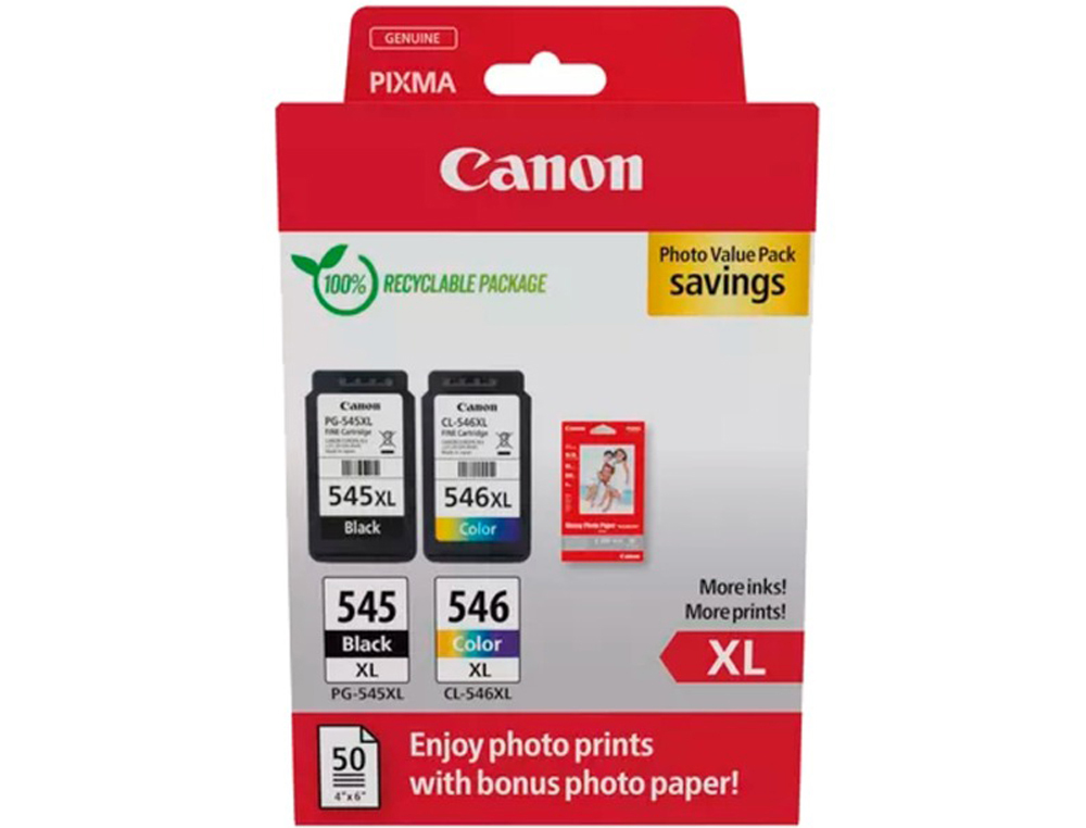 CARTOUCHE CANON ORIGINAL PG-545XL/CL-546XL PHOTO VALUE PACK NOIR +                   CYAN-MAGENTA-JAUNE