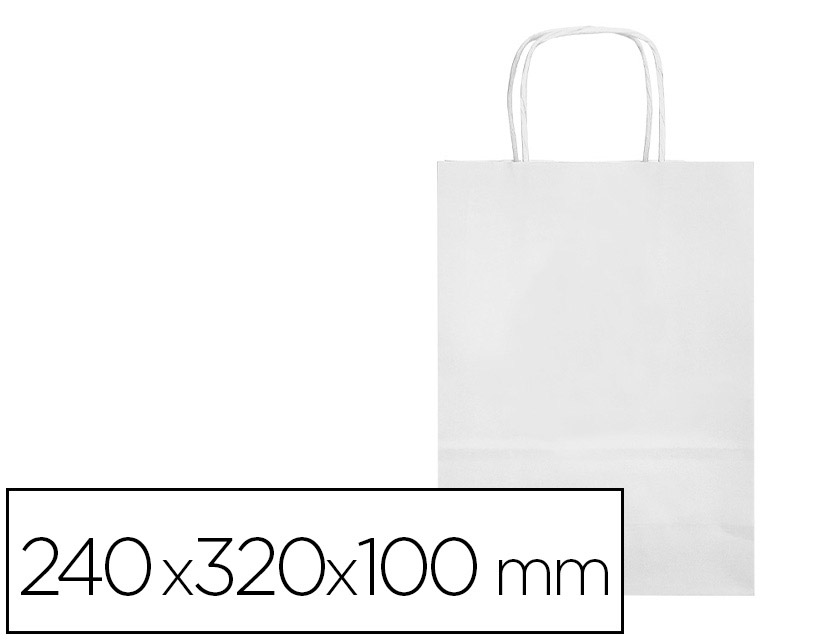 SAC PAPIER Q-CONNECT CELLULOSE S ANSE TORSADEE     240X320X10MM COLORIS BLANC