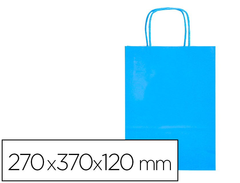 SAC PAPIER Q-CONNECT CELLULOSE M ANSE TORSADEE     270X370X12MM COLORIS BLEU     CIEL
