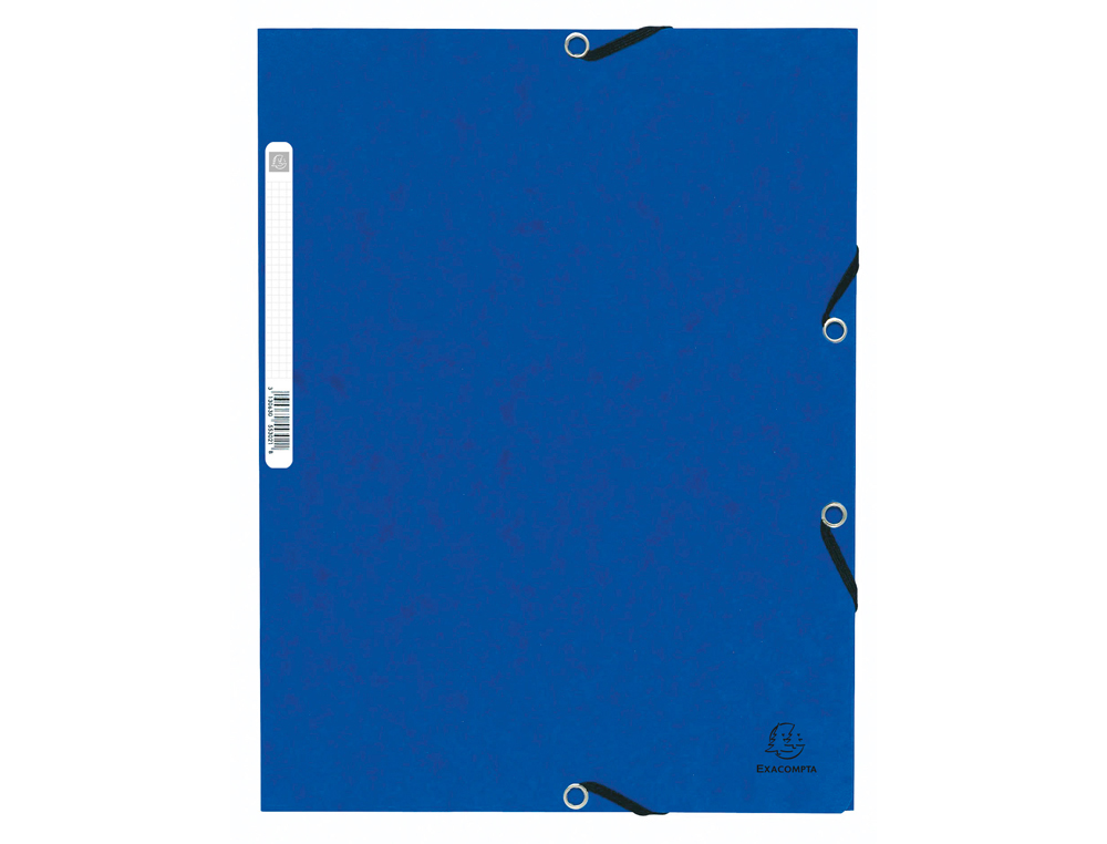 CHEMISE EXACOMPTA 3 RABATS CARTE LUSTREE 355GR A4        FERMETURE ELASTIQUE ETIQUETTE COLORIS BLEU LOT 10 UNITES
