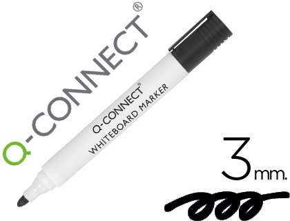 MARQUEUR Q-CONNECT TABLEAU BLANC POINTE OGIVE TRAC 2/3MM   CORPS PLASTIQUE ENCRE BASE    ALCOHOL COLORIS NOIR