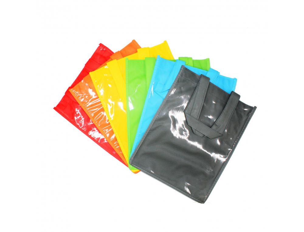 LOT SACS LOOLIPO NON TISSES AVEC FENETRE POLYPROPYLENE    FORMAT A4 6 UNITES COLORIS    ASSOSRTIS