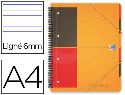 CAHIER TRIEUR OXFORD ORGANISER BOOK OPTIK PAPER COUVERTURE POLYPROPYLNE 160 PAGES LIGN 3 RABATS FERMETURE LASTIQUE