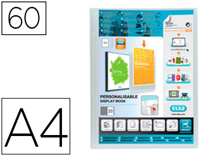 PROTGE-DOCUMENTS ELBA POLYVISION POLYPROPYLNE COUVERTURE SOUPLE 60 POCHETTES 120 VUES A4 210X297MM INCOLORE