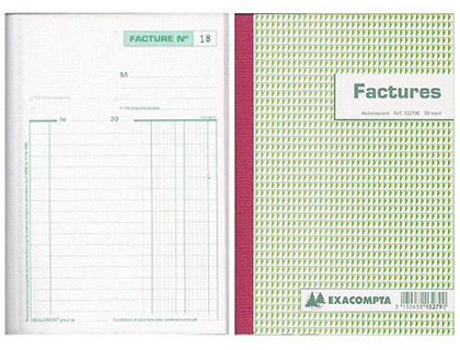 MANIFOLD AUTOCOPIANT EXACOMPTA FACTURES A4 210X297MM FOLIOTAGE 50 TRIPLIS