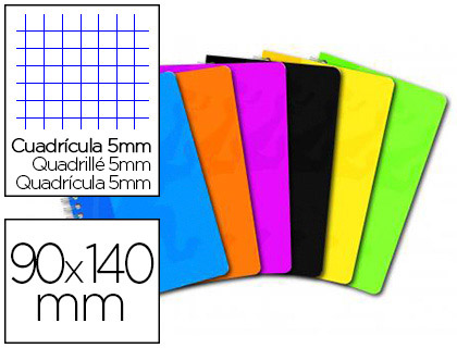 CARNET OXFORD RELIURE INTGRALE COUVERTURE PELLICULE LAVABLE SOUPLE 9X14CM 100 PAGES 90G 5X5MM COLORIS ASSORTIS