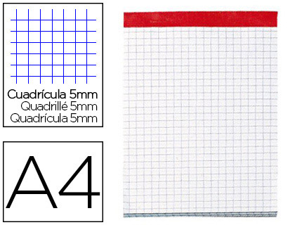 BLOC CONQUERANT SEPT SANS COUVERTURE AGRAF EN TTE A4 210X297MM 80FEUILLES 60G RGLURE 5X5MM