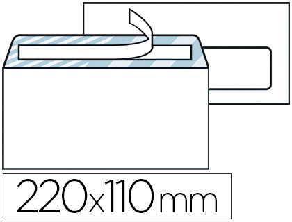 ENVELOPPE CONOMIQUE DL 110X220MM 80G ADHSIVE FENTRE 35X100MM COLORIS BLANC BOTE 500 UNITS