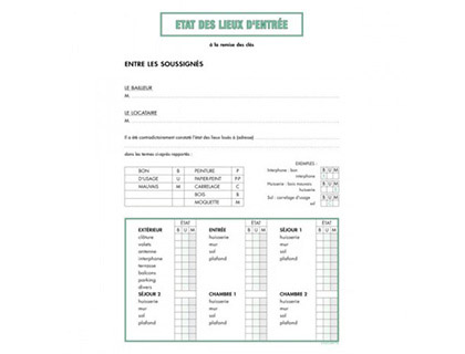 TAT DES LIEUX EXACOMPTA ENTRE SORTIE LIASSE 2 FEUILLES