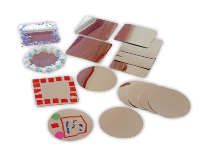 MIROIR INCASSABLE 8 RONDS DIAMTRE 10CM 8 CARRS 10X10CM SACHET 16 UNITS