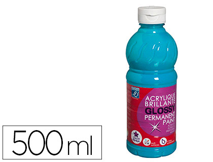 PEINTURE ACRYLIQUE LEFRANC BOURGEOIS GLOSSY FLUIDE BRILLANTE INDLBILE MULTI-SUPPORTS TURQUOISE FLACON 500ML