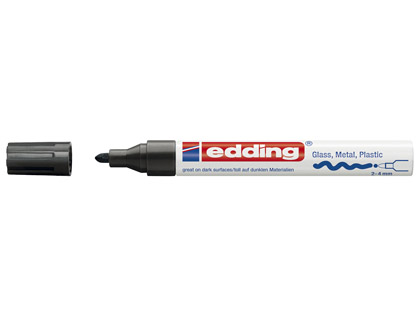 MARQUEUR EDDING PERMANENT PEINTURE E750 POINTE MOYENNE 2/4MM ENCRE LAQUE OPAQUE TOUS SUPPORTS RSISTANT CHALEUR NOIR