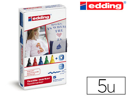 MARQUEUR TEXTILE EDDING E4500 POINTE MOYENNE TRAC 2/3MM INDLBILE 60 DEGRS SCHAGE RAPIDE TUI 5 UNITS