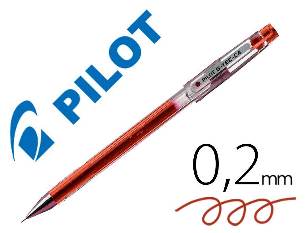 STYLO-BILLE PILOT G-TEC-C4 POINTE HI-TEC CRITURE EXTRA FINE 0.2MM ENCRE GEL CORPS TRANSLUCIDE ROUGE