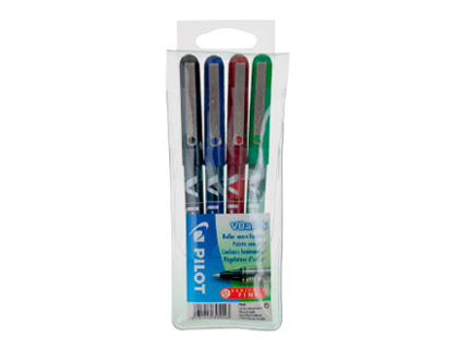 ROLLER PILOT VBALL 5 CRITURE FINE 0.3MM ENCRE LIQUIDE NIVEAU VISIBLE RGULATEUR DBIT CLIP MTAL POCHETTE 4 UNITS