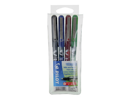 ROLLER PILOT VBALL 7 CRITURE MOYENNE 0.5MM ENCRE LIQUIDE NIVEAU VISIBLE RGULATEUR DBIT CLIP MTAL POCHETTE 4 UNITS