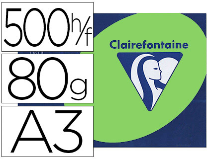 PAPIER COULEUR CLAIREFONTAINE TROPHE MULTIFONCTION A3 80G/M2 COULEURS VIVES VERT GOLF PAQUET 500 FEUILLLES