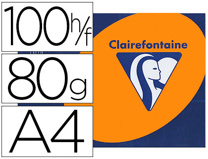 PAPIER COULEUR CLAIREFONTAINE TROPHE PERSONAL PAPER PACK A4 80G/M2 ORANGE FLUORESCENT PAQUET 100 FEUILLES UNICOLORES