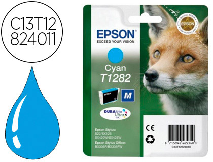 CARTOUCHE EPSON T1282 JET D'ENCRE C13T12824010 COULEUR CYAN 175P