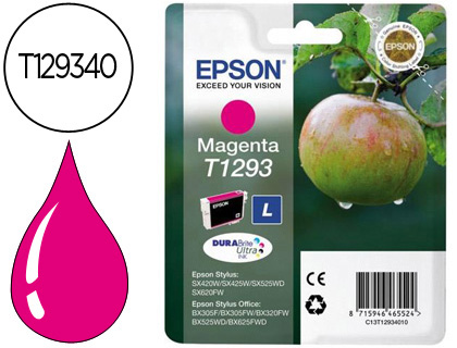CARTOUCHE EPSON T1293 JET D'ENCRE C13T12934011 COULEUR MAGENTA 500P