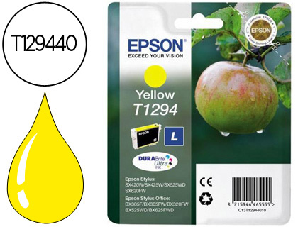 CARTOUCHE EPSON T1294 JET D'ENCRE C13T12944011 COULEUR JAUNE 500P