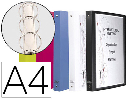 CLASSEUR PERSONNALISABLE OXFORD POLYVISION 4 ANNEAUX 25MM POLYPROPYLNE DOS 30MM 100F POCHETTE CRISTAL COLORIS OPAQUES