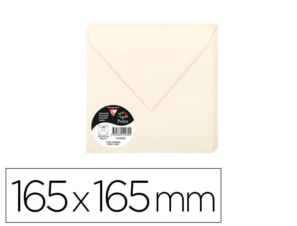 ENVELOPPE VISITE CLAIREFONTAINE POLLEN 165X165MM 120G COLORIS IVOIRE TUI 20 UNITS