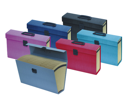 VALISETTE TRIEUR OXFORD CARTONCOMPACT 390X255X110MM 16 COMP ARTIMENTS KRAFT CRU DOCUMENTS 240X320MM COLORIS ASSORTIS