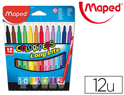 FEUTRE COLORIAGE MAPED COLOR'PEPS TRIANGULAIRE ENCRE ULTRA-LAVABLE CAPUCHON VENTIL POINTE BLOQUE POCHETTE 12 UNITS