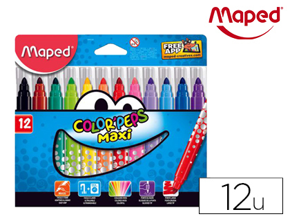 FEUTRE COLORIAGE MAPED COLOR'PEPS MAXI TRIANGULAIRE ENCORE ULTRA-LAVABLE POINTE BLOQUE LARGE POCHETTE 12 UNITS