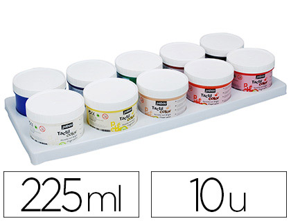 GOUACHE DOIGT PBO TACTICOLOR SOCLE PLASTIQUE COLORIS ASSORTIS 10 POTS 225ML