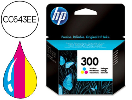 CARTOUCHE HP 300 JET D'ENCRE CC643EE 3 COULEURS CYAN/MAGENTA/JAUNE 165P
