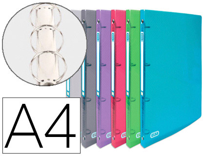 CLASSEUR OXFORD HAWA 4 ANNEAUX RONDS 15MM POLYPROPYLNE SUPRIEUR 10/10E 310X245MM DOS 20MM TIQUETTE DOS INCOLORE
