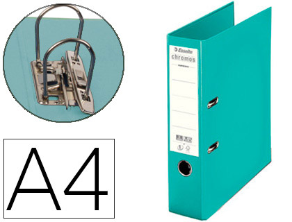CLASSEUR LEVIER ESSELTE CHROMOS PLUS A4 POLYPROPYLNE GRIFFES BLOCAGE DOS 80MM GRAND PORTE-TIQUETTE COLORIS VERT MENTHE