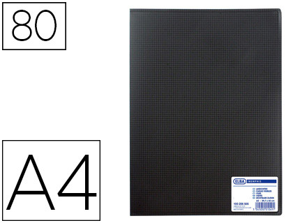 PROTGE-DOCUMENTS ELBA MEMPHIS POLYPROPYLNE COUVERTURE SEMI-RIGIDE 80 POCHETTES 160 VUES A4 210X297MM COLORIS NOIR