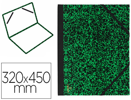 CARTON  DESSIN CANSON PAPIER MARBR VERT 90G DOS KOVERIL NOIR FERMETURE LASTIQUE 320X450MM