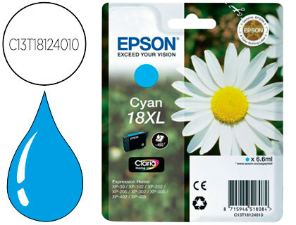 CARTOUCHE EPSON T1812 JET D'ENCRE C13T18124010 COULEUR CYAN HAUTE CAPACIT 450P