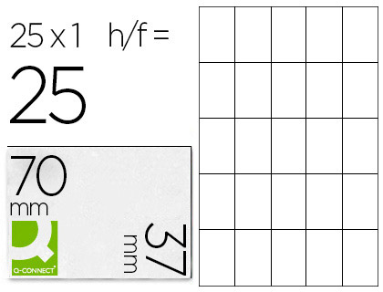 TIQUETTE ADHSIVE Q-CONNECT 70X37MM COINS DROITS IMPRIMANTEJET D'ENCRE LASER COPIEUR ENVELOPPE DE 25 FEUILLES