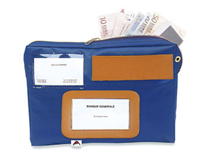 POCHETTE CAISSE ALBA  SOUFFLET TOILE PVC RSISTANTE IMPERMABLE OEILLETS SCURIT 270X185MM COLORIS BLEU