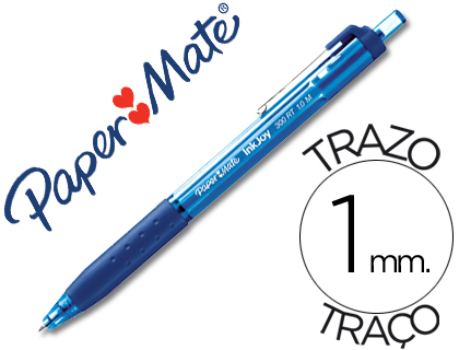 STYLO-BILLE PAPER MATE INKJOY 300 RT CRITURE MOYENNE 0.7MM ENCRE DOUCE RTRACTABLE CLIP MTAL RSISTE BAVURES GRIP BLEU