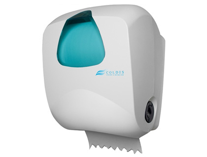 DISTRIBUTEUR ESSUIE-MAINS AUTOMATIQUE ABS FIXATION VIS CHARGEMENT FACILE SILENCIEUX DCOUPE AUTOMATIQUE 25CM BLEU/BLANC