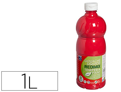 GOUACHE LEFRANC BOURGEOIS LIQUIDE REDIMIX NON TOXIQUE FLUIDE COUVRANTE PRTE  L'EMPLOI ROUGE PRIMAIRE FLACON 1000ML