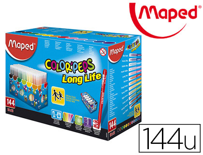 FEUTRE COLORIAGE MAPED COLOR'PEPS TRIANGULAIRE ENCRE ULTRA-LAVABLE POINTE BLOQUE COFFRET SCOLAIRE 144 UNITS