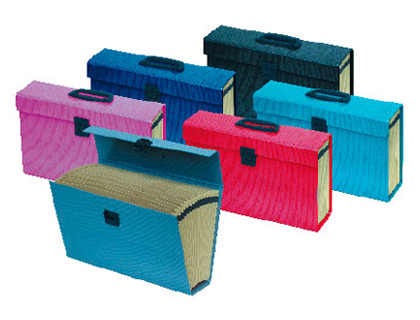 VALISETTE TRIEUR OXFORD CARTON COMPACT 390X255X110MM 16 COMPARTIMENTS KRAFT CRU DOCUMENTS 240X320MM COLORIS NOIR